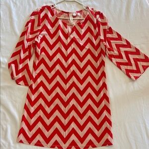 Tacera Orange and White Chevron Tunic